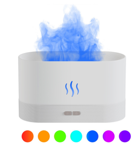 Aroma diffuser with flame effect and 180 ml tank, quiet and USB-powered
