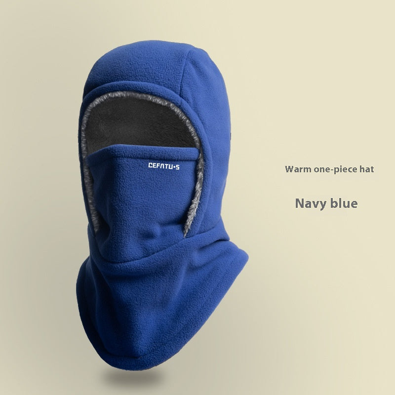 Hooded hat with scarf and face mask – with warm lining