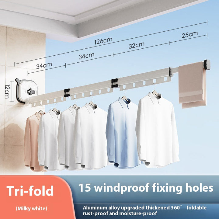 Foldaway drying rack with suction cup, no drilling into the wall