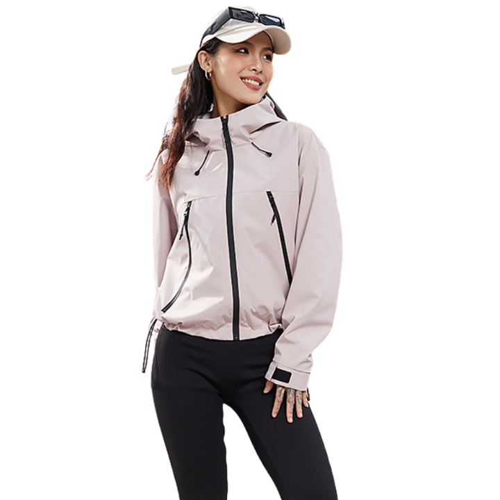Women's Rain Jacket, Waterproof and Breathable – Short – with Adjustable Hem