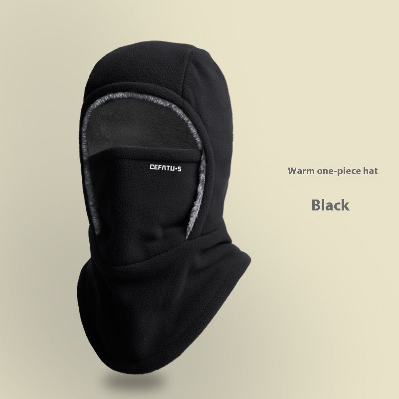 Hooded hat with scarf and face mask – with warm lining