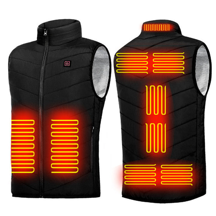 Heated jacket with stand-up collar, USB and up to 9 heat zones