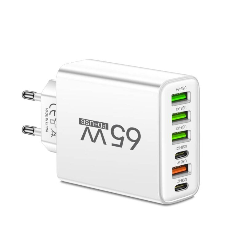 PowerMax 65W 6-in-1 Fast Charger – Charges up to 6 Devices Simultaneously – Ideal for Home, Office and Travel