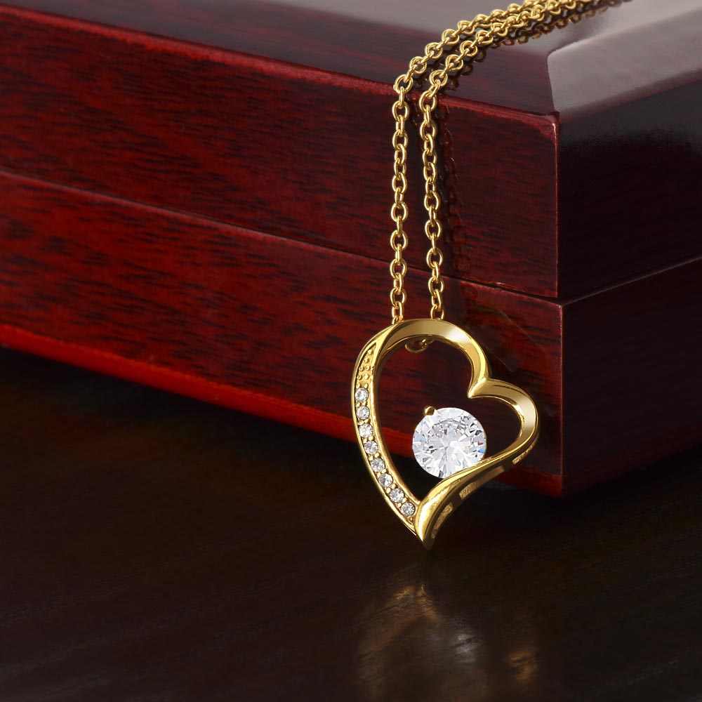 Pendant Necklace with Heart-Shaped Cubic Zirconia Stone - Ella