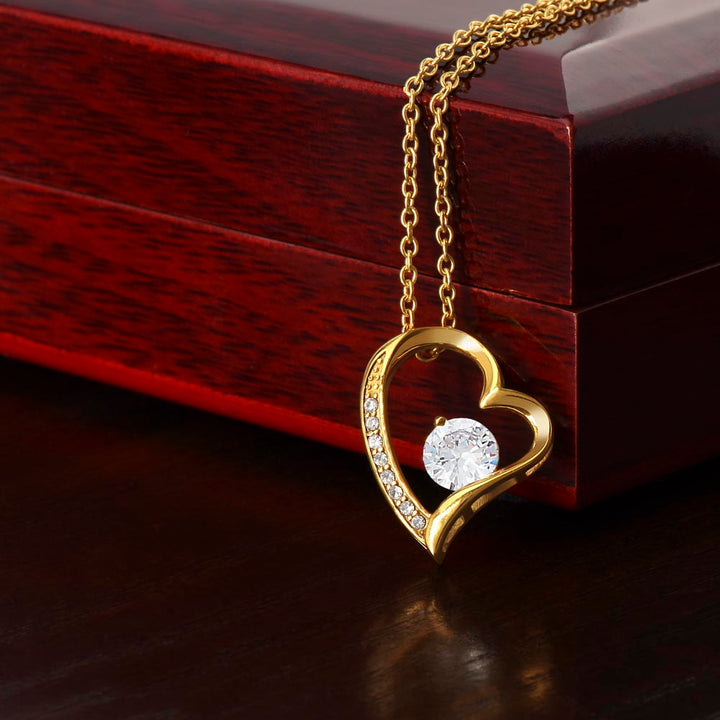 Pendant Necklace with Heart-Shaped Cubic Zirconia Stone - Ella