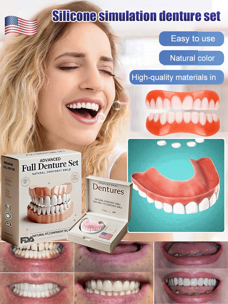 Flexible denture set for upper and lower jaw – reusable & customisable