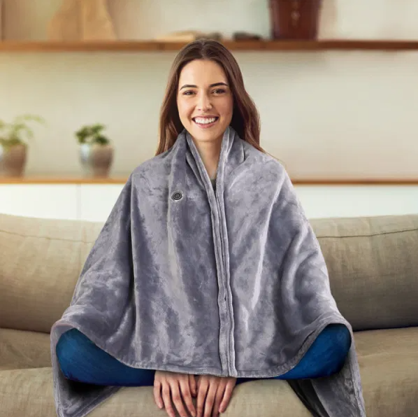 USB heated poncho with zip, 150 x 80 cm with 8 zones and 3 settings