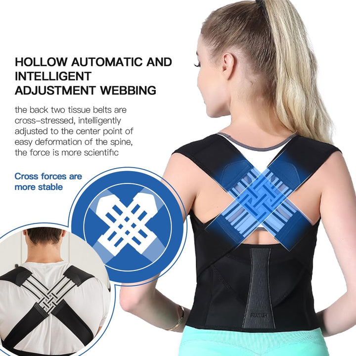 Back Posture Corrector Brace with Lower Support Belt and Adjustable Straps