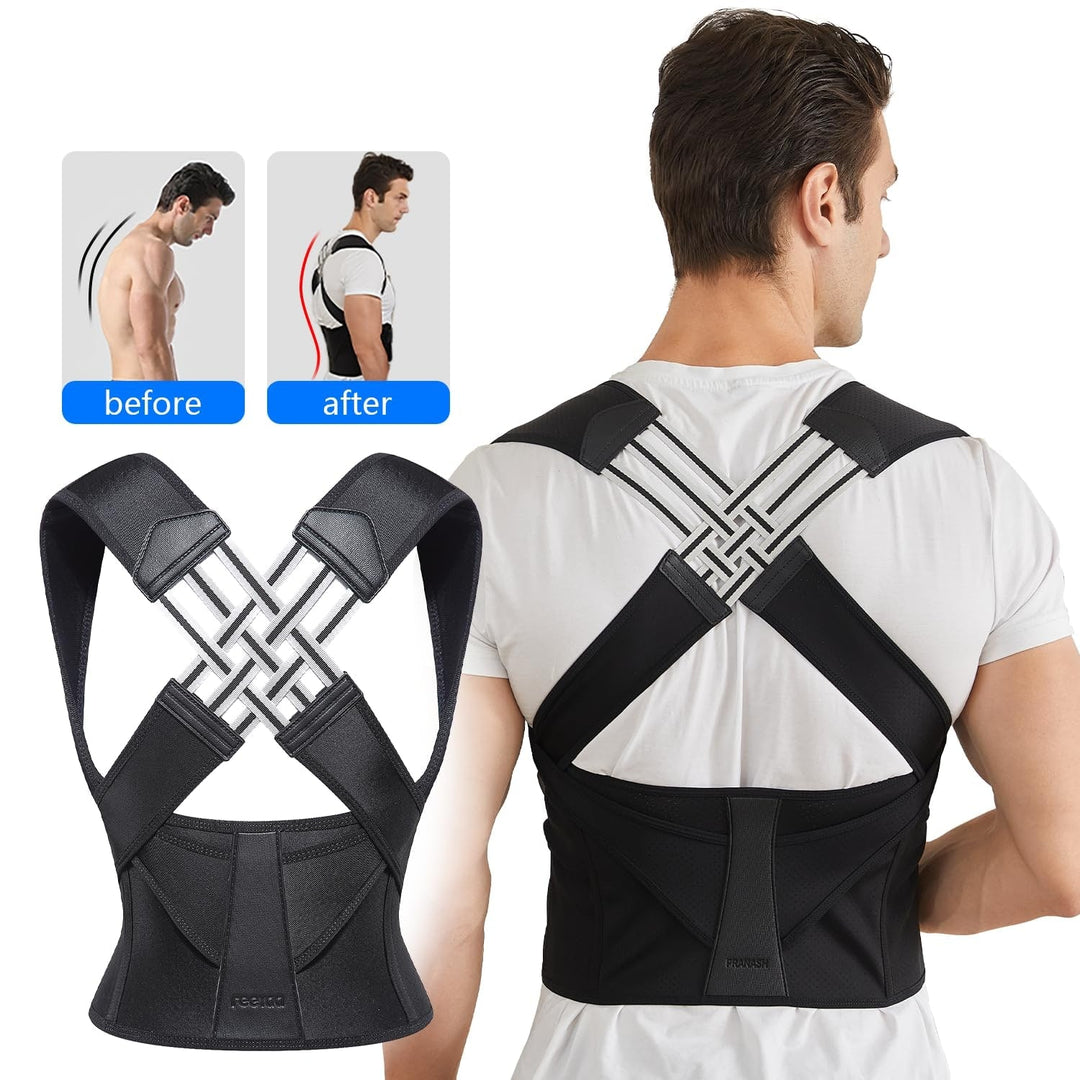Back Posture Corrector Brace with Lower Support Belt and Adjustable Straps