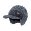 Beanie with Ear Flaps, Winter Visor, Cable Knit and Faux Fur Fleece Lining
