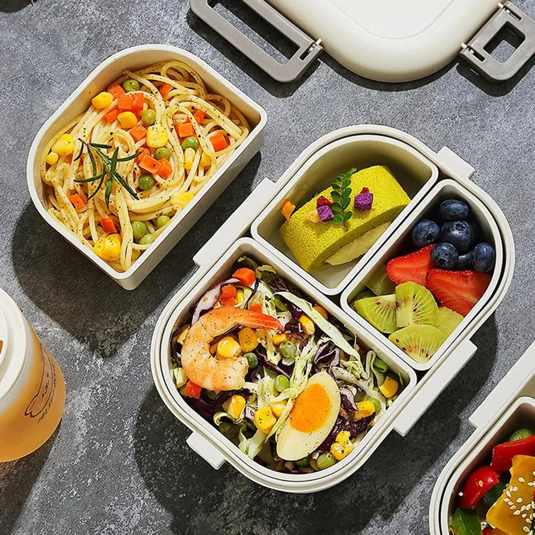 Bento Lunch Box with Removable Compartments Leak Proof Snap Lock Lid Insulated Carry Bag