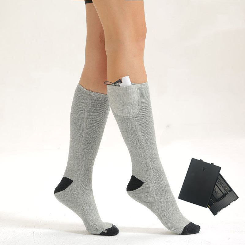 Heated cotton socks, battery, rechargeable or power bank powered
