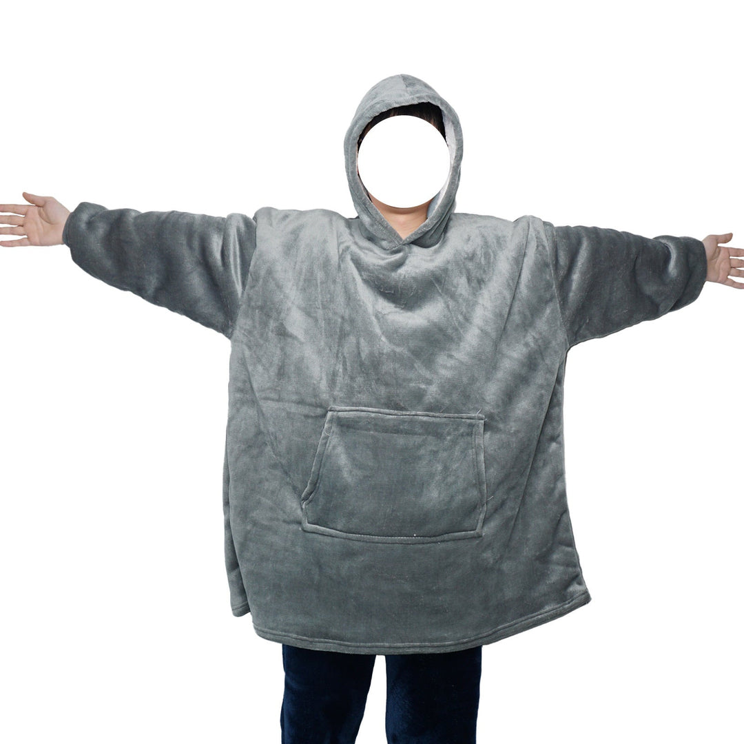 Blanket hoodie in flannel with hood and pocket – one size