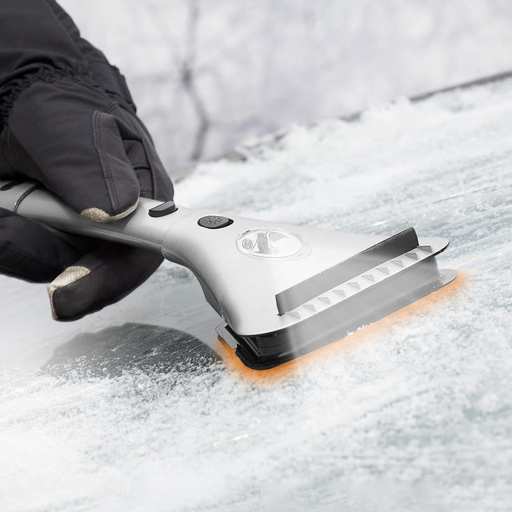 Car Ice Scraper Heated Windshield Extendable LED Portable Winter Electric