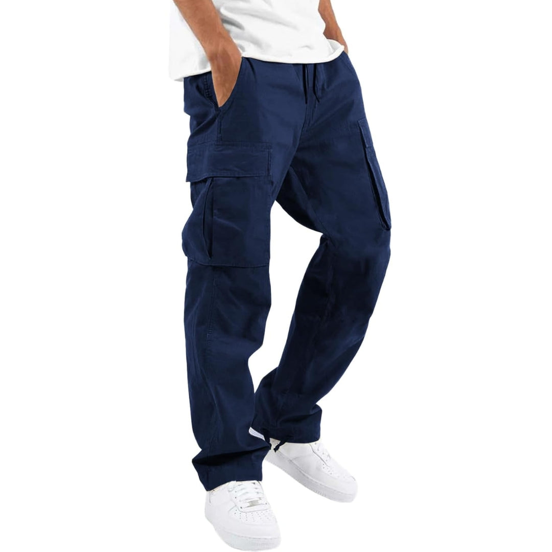 Men's Multi-Pocket Trousers with Adjustable Waist