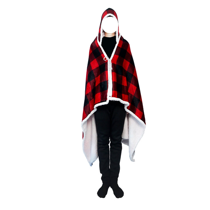 Blanket hoodie in flannel with hood and pocket – one size