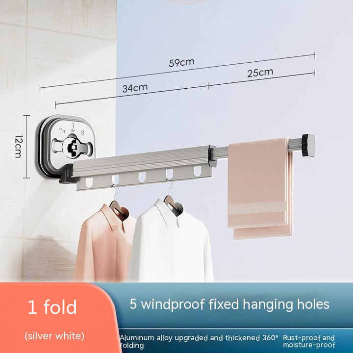 Foldaway drying rack with suction cup, no drilling into the wall