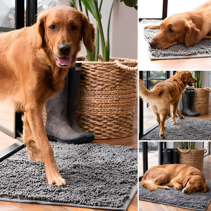 Absorbent non-slip dog door mat for muddy paws