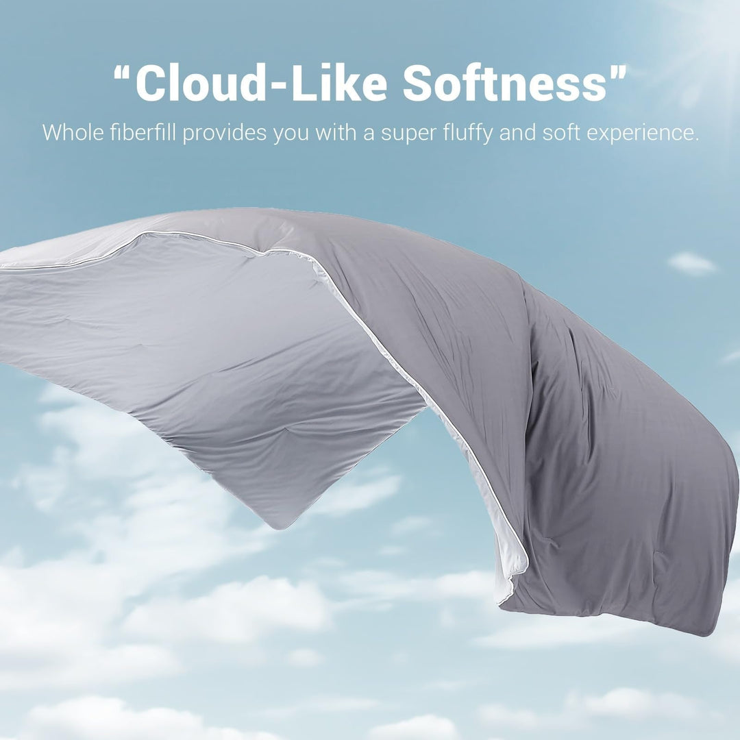 Cooling Comforter Blanket Bedding with Lightweight Breathable Quilted Grey Design