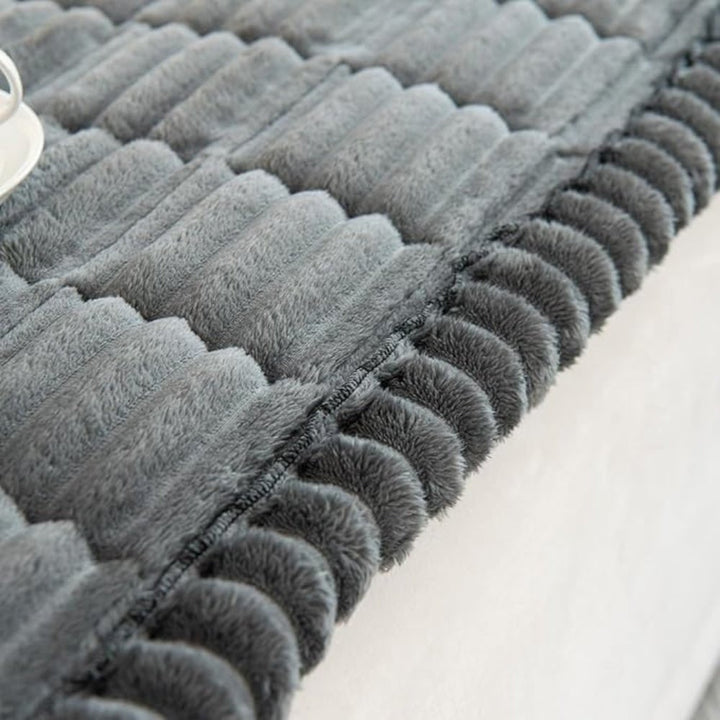 Couch Cover Sofa Seat Cushion Padded Plush Quilted Ribbed Runner Microfiber
