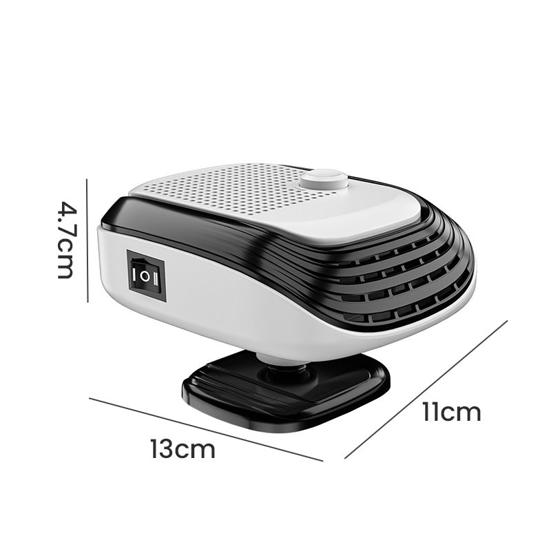 Compact car heater with 360° swivel and fast warmth