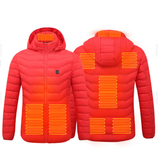 Heated jacket with 8 zones or heated T-shirt, in 4 colours