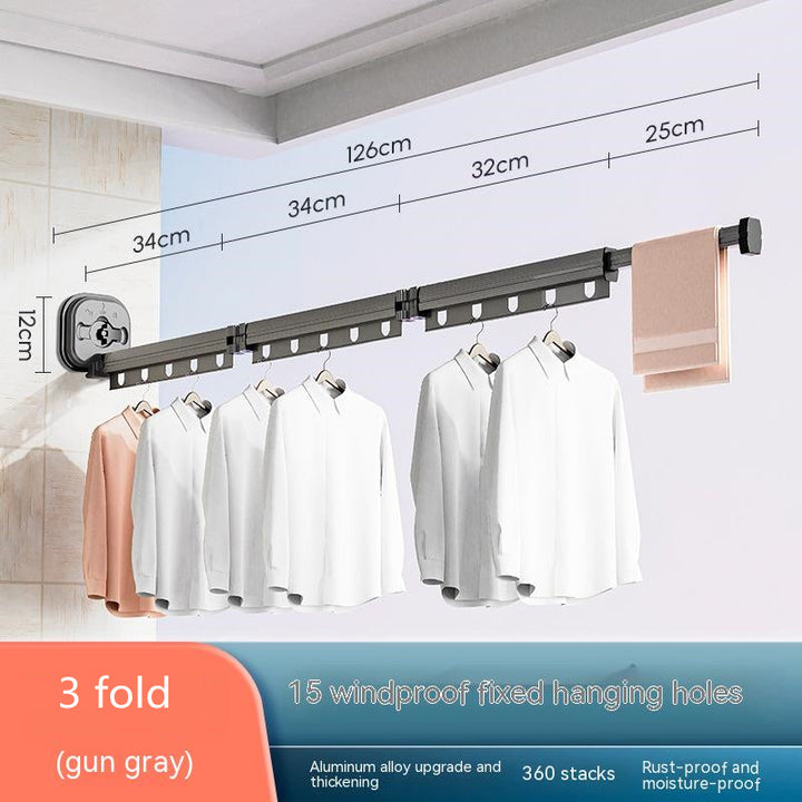 Foldaway drying rack with suction cup, no drilling into the wall