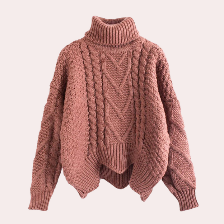 Stylish Knitted Polo-Neck Jumper for Women - Lina