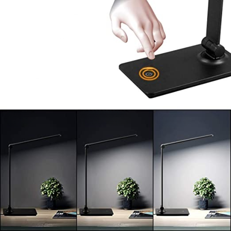 LED Desk Lamp, Desk Lamp with Touch Control and 3 Brightness Levels, Dimmable Office Lamp with Adjustable Arm, Foldable Table Lamp for Desk, Bedroom, Bedside Table, Office