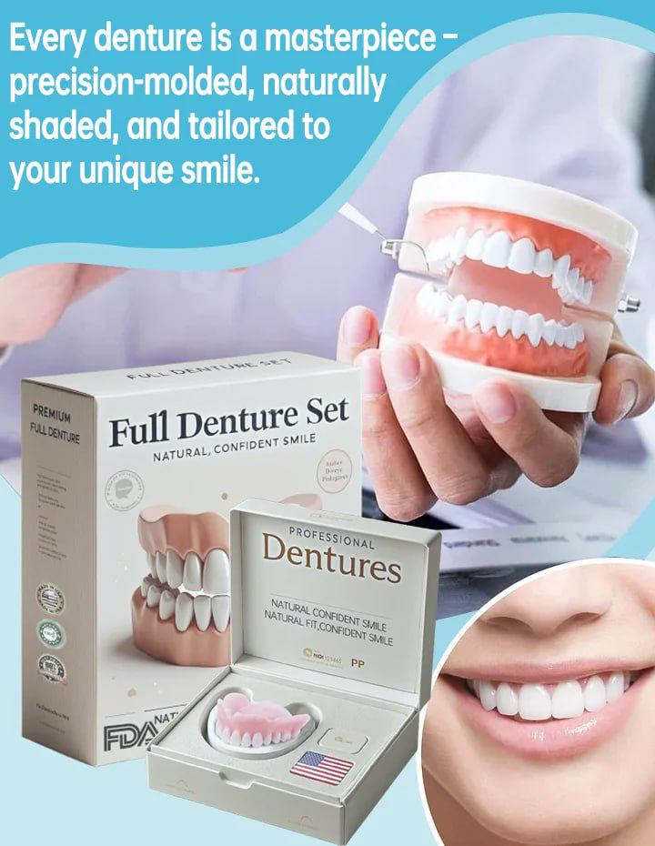 Flexible denture set for upper and lower jaw – reusable & customisable