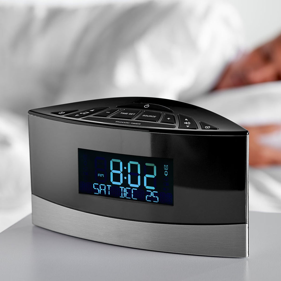 Digital Alarm Clock Radio with Fm and Sound Machine Bedside with Calendar Display