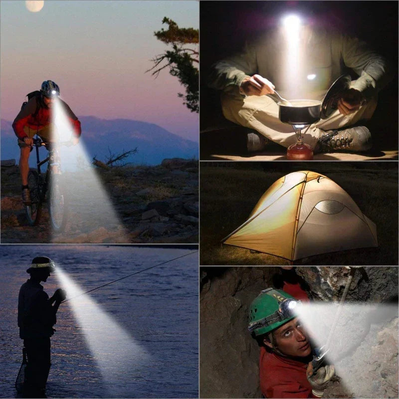 Powerful Waterproof LED Headlamp with Zoom and Rechargeable Battery for Outdoor Activities