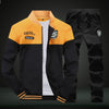Sporty Baseball Men's Tracksuit in White and Blue