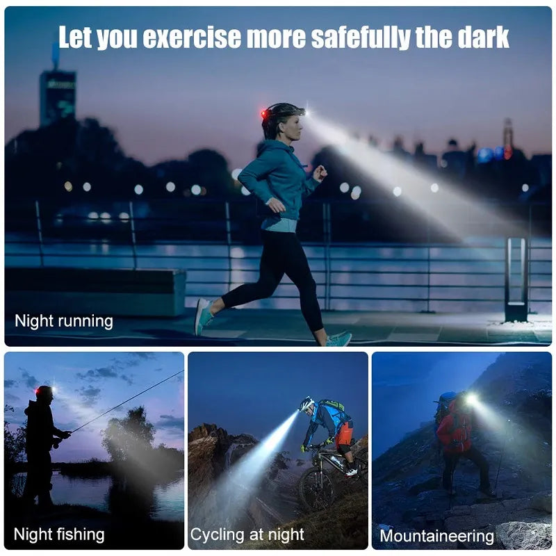 Powerful Waterproof LED Headlamp with Zoom and Rechargeable Battery for Outdoor Activities