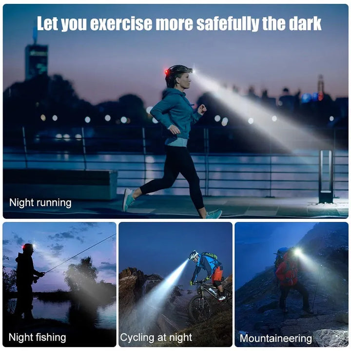 Powerful Waterproof LED Headlamp with Zoom and Rechargeable Battery for Outdoor Activities