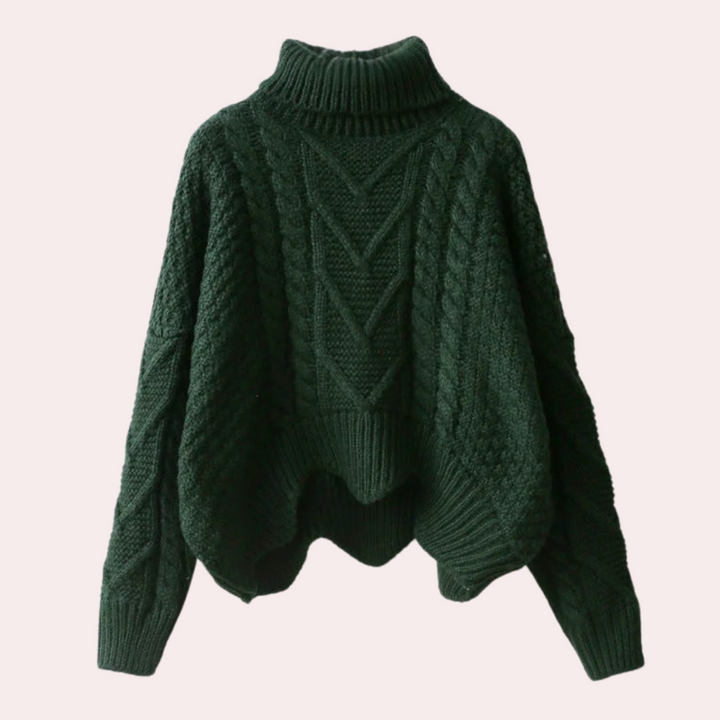 Stylish Knitted Polo-Neck Jumper for Women - Lina