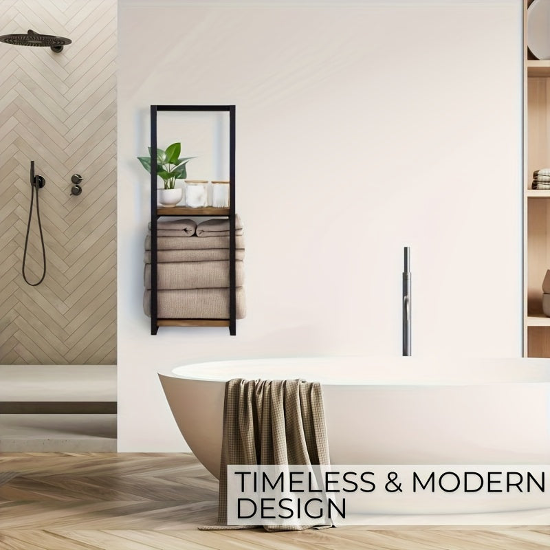 Industrial Towel Rail with Shelves – Elegant and Functional Wall-Mounted Furniture