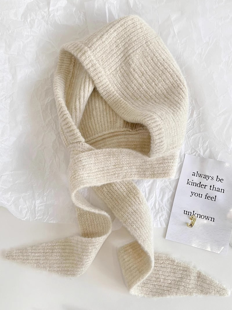 Knitted balaclava with ear warmers – retro, in a wool blend