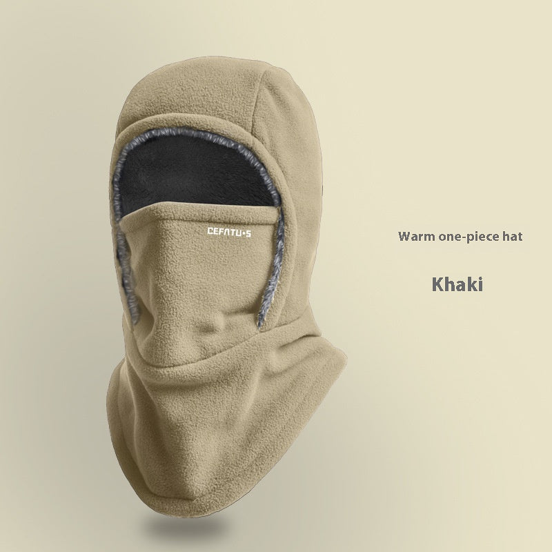 Hooded hat with scarf and face mask – with warm lining