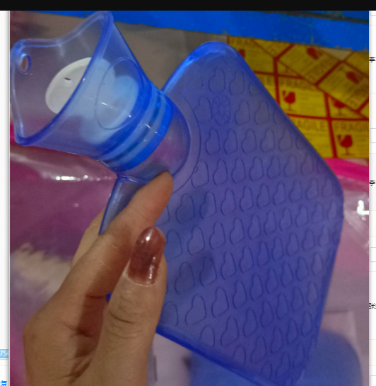 Transparent PVC hot water bottle, 1 or 2 litres