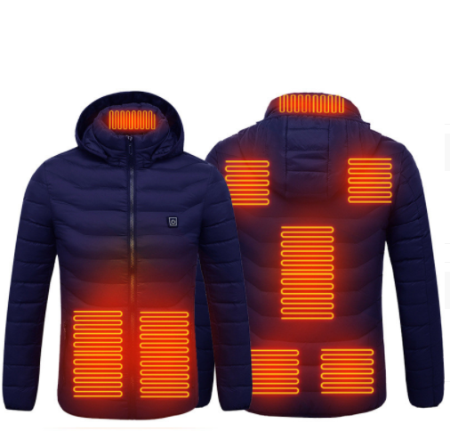 Heated jacket with 8 zones or heated T-shirt, in 4 colours