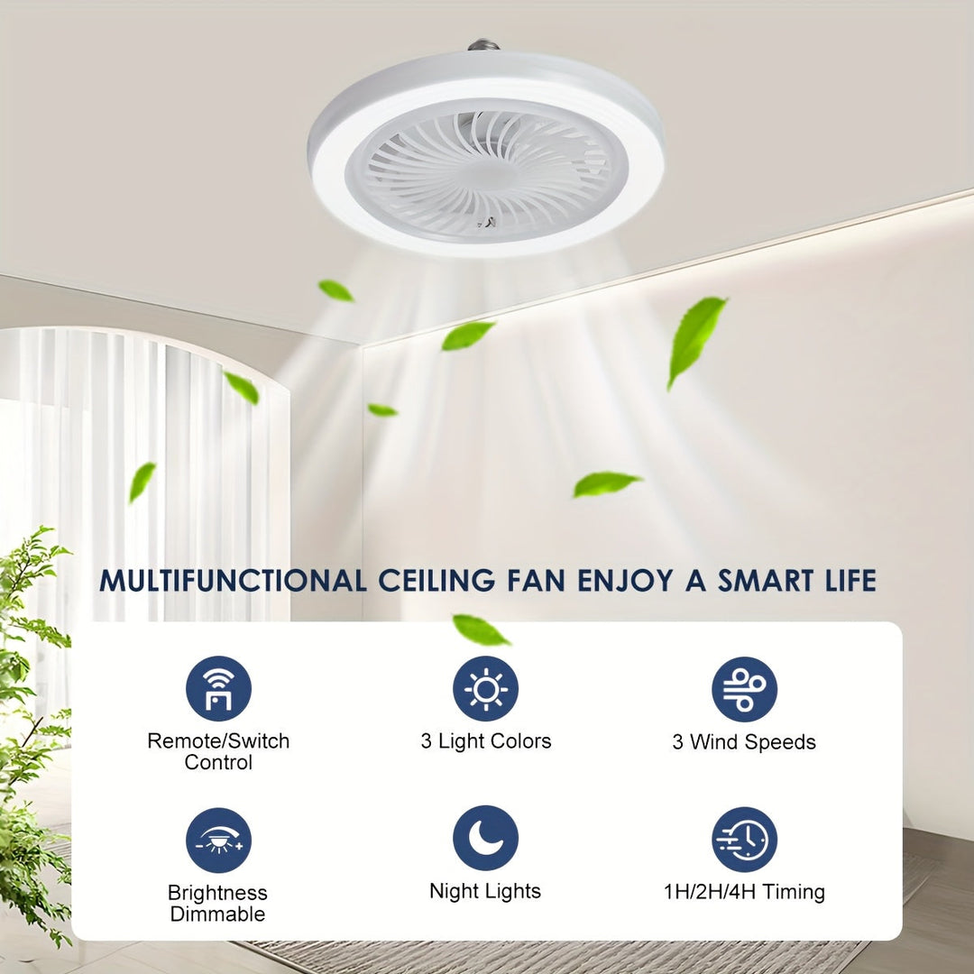Slim LED Ceiling Fan Light – Dimmable and Quiet