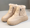 Women's lined ankle boots with platform sole and check pattern