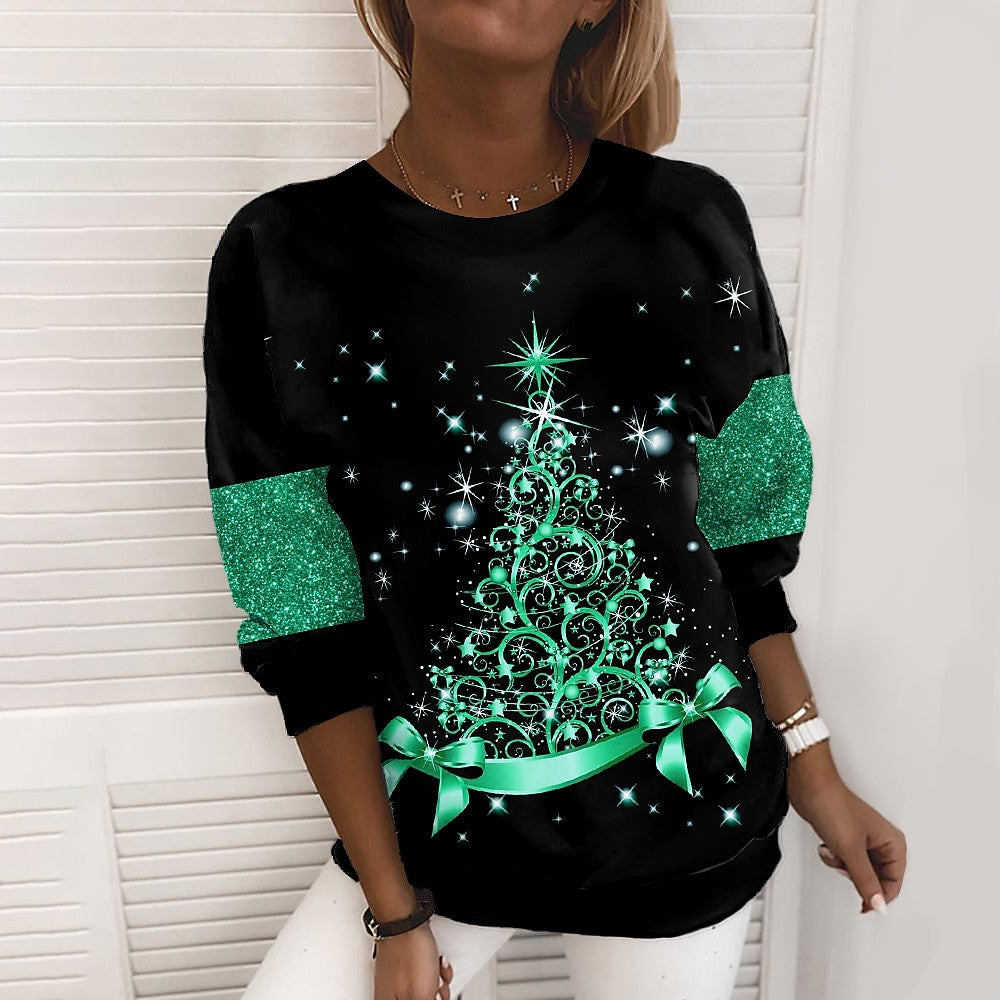 Women's Christmas sweater with 3D print – Christmas tree or snowflake
