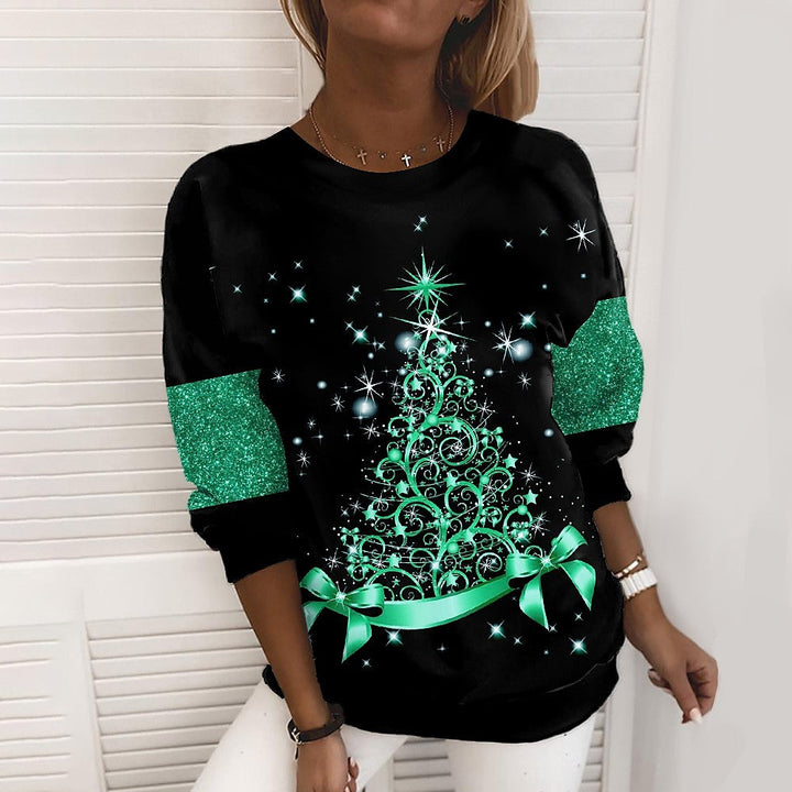 Women's Christmas sweater with 3D print – Christmas tree or snowflake