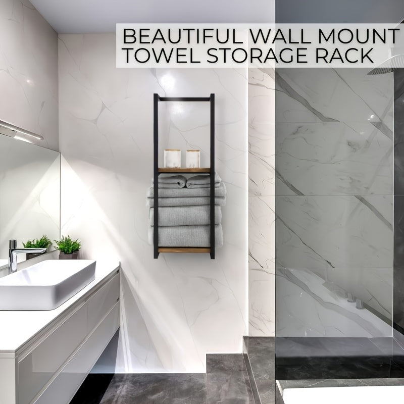 Industrial Towel Rail with Shelves – Elegant and Functional Wall-Mounted Furniture