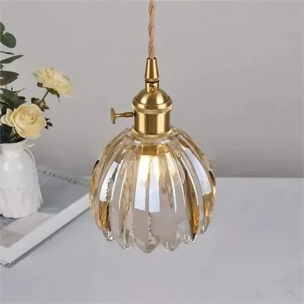 Elegant Flower-Shaped Glass Pendant Lamp - Atmospheric Light