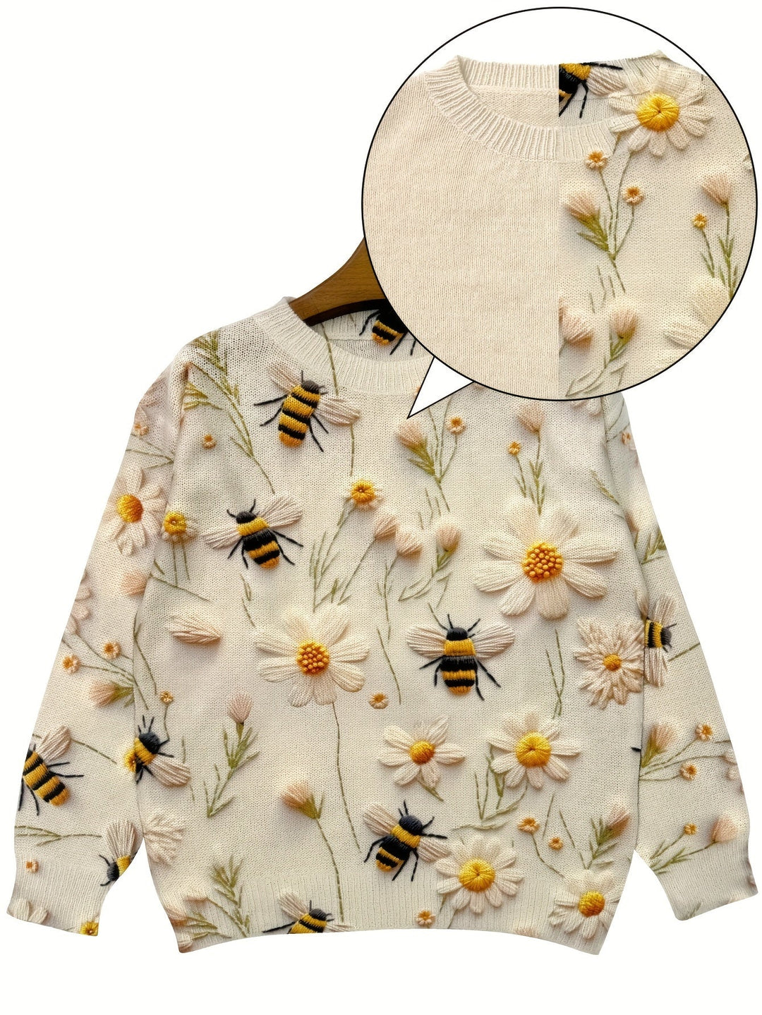 Trendy Women's Jumper with Bee Motif - Sophie