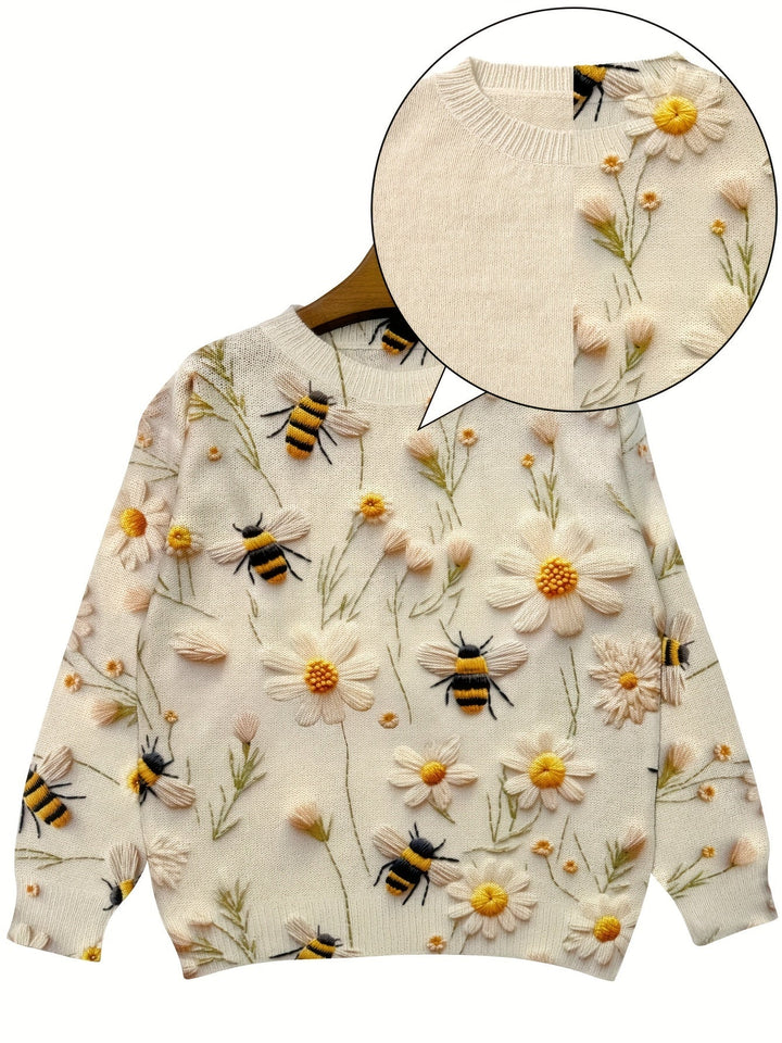 Trendy Women's Jumper with Bee Motif - Sophie