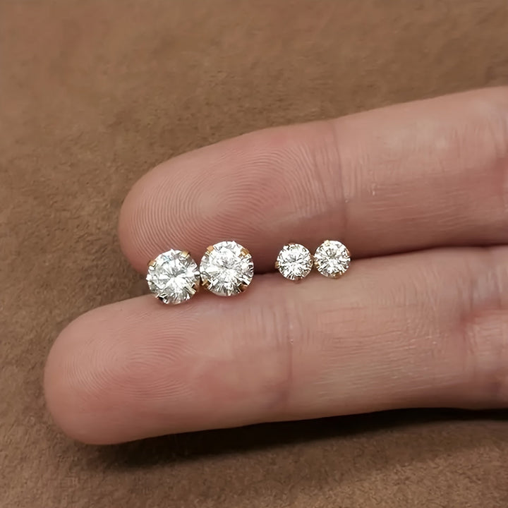 Stylish Cubic Zirconia Titanium Steel Stud Earrings - Lumen